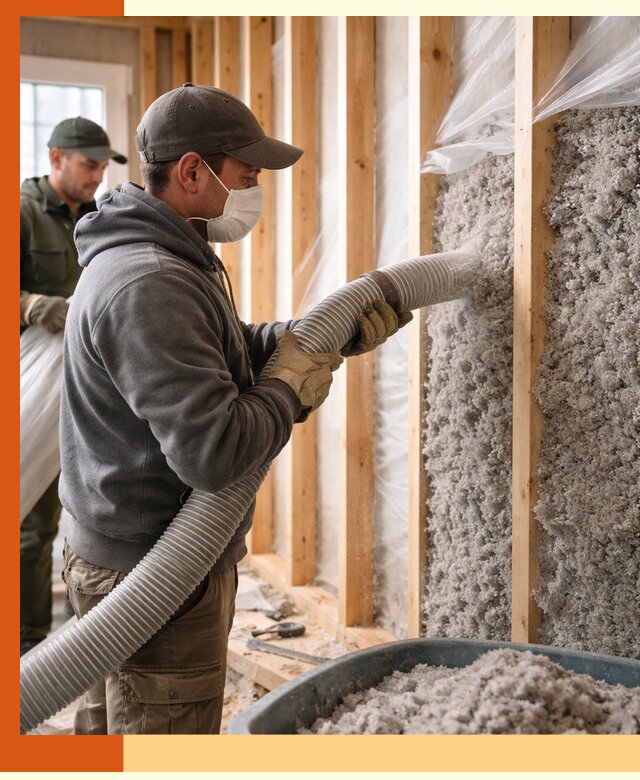 Утепление каркасного дома эковатой в Малгобеке — качественно и надолго