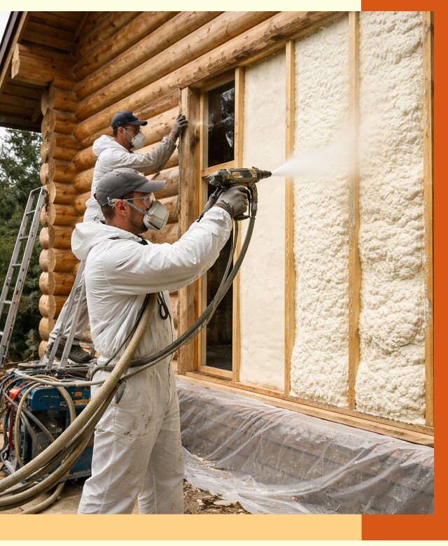 Утепление деревянного дома ППУ в Малгобеке от 4334 руб/м2 | ТепломастерМлг — под ключ
