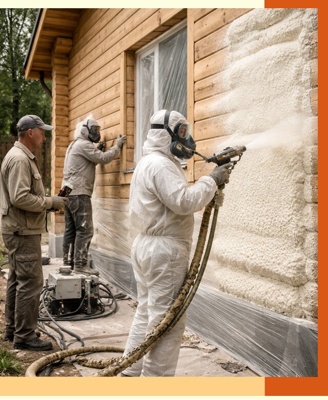 Утепление дома из бруса ППУ в Малгобеке от 3972 руб/м2 под ключ | ТепломастерМлг