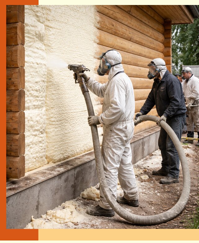 Утепление дома из бруса пенополиуретаном в Малгобеке