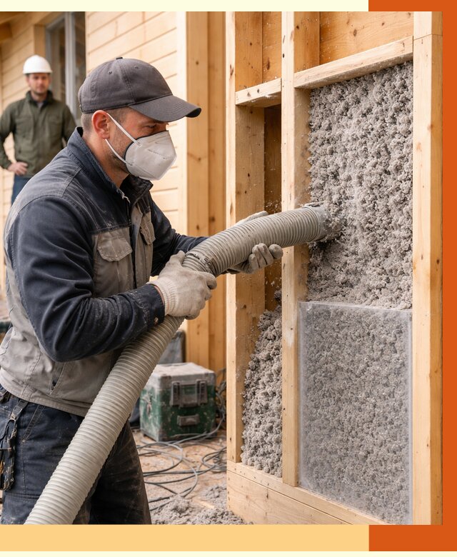 Утепление дома из бруса эковатой в Малгобеке от 1909 руб/м2 | ТепломастерМлг
