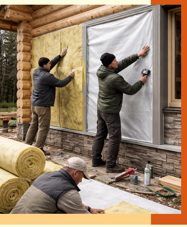 Утепление бревенчатого дома в Малгобеке от 7893 руб/м2 — заказать под ключ | ТепломастерМлг