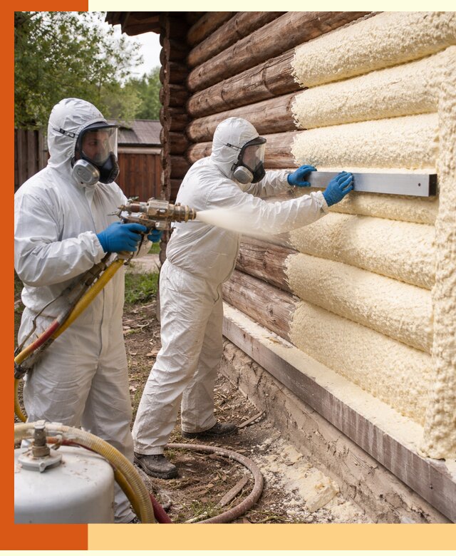 Утепление бревенчатого дома ППУ в Малгобеке эффективной изоляцией