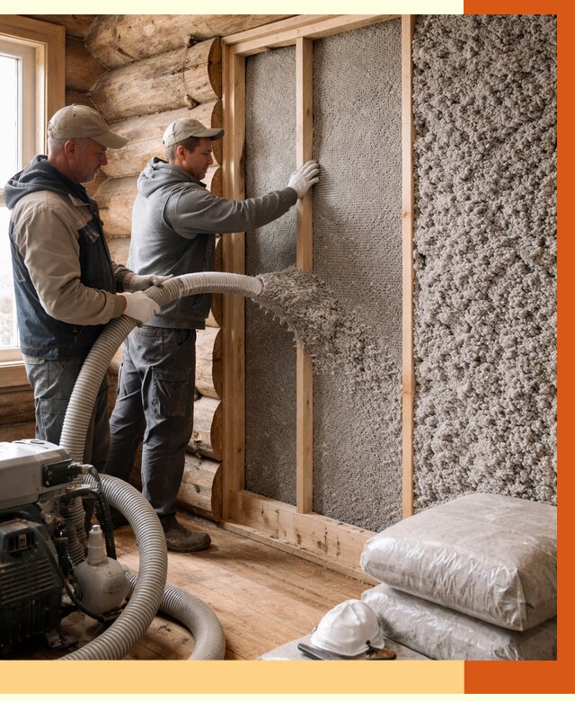 Утепление бревенчатого дома эковатой в Малгобеке от 2837 руб. | ТепломастерМлг