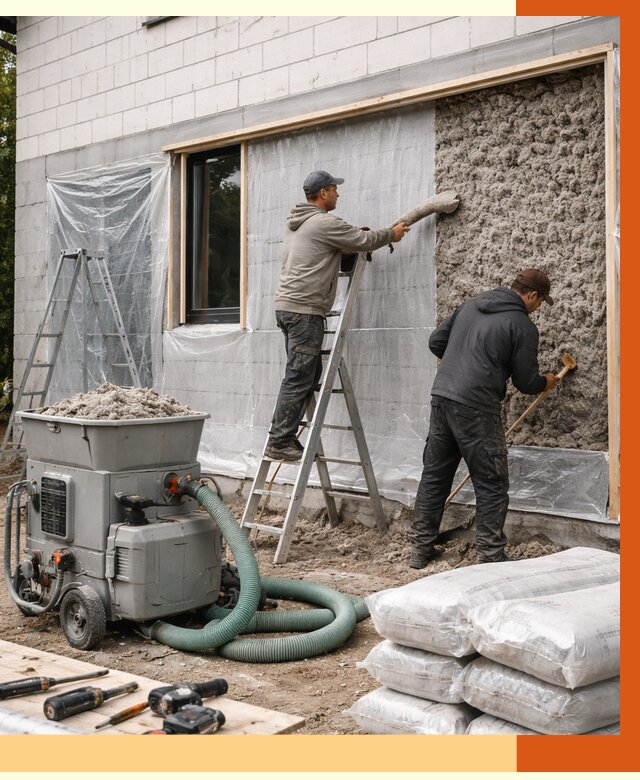 Утепление дома из газобетона эковатой в Малгобеке от 4643 руб./м2 | ТепломастерМлг