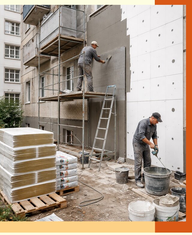 Утепление квартиры снаружи в Малгобеке от 6346 руб/м2 под ключ | ТепломастерМлг