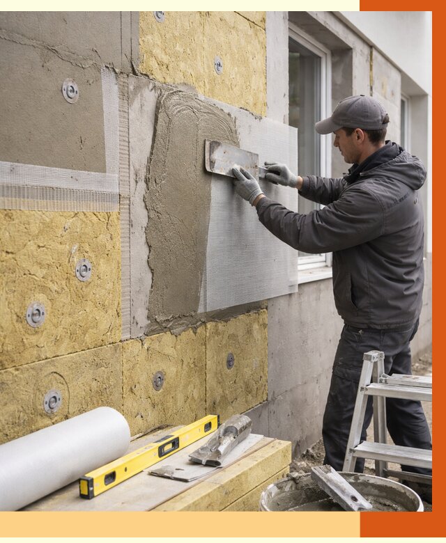 Утепление фасада под штукатурку в Малгобеке от 4334 руб/м2 — монтаж пенопластом и минватой | ТепломастерМлг