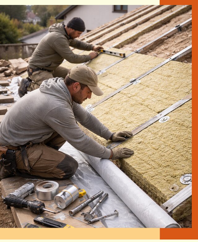 Утепление крыши снаружи в Малгобеке под ключ от 1238 руб./м2 | ТепломастерМлг