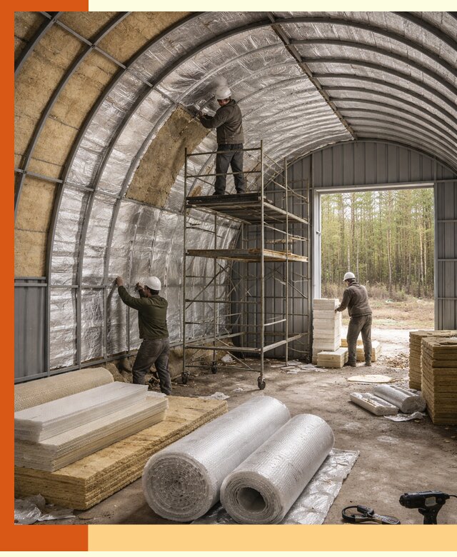 Утепление арочного ангара под ключ в Малгобеке