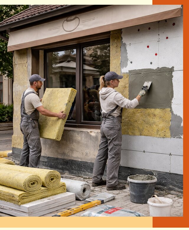 Утепление кафе в Малгобеке от 4334 руб/м2 — комплексно под ключ | ТепломастерМлг