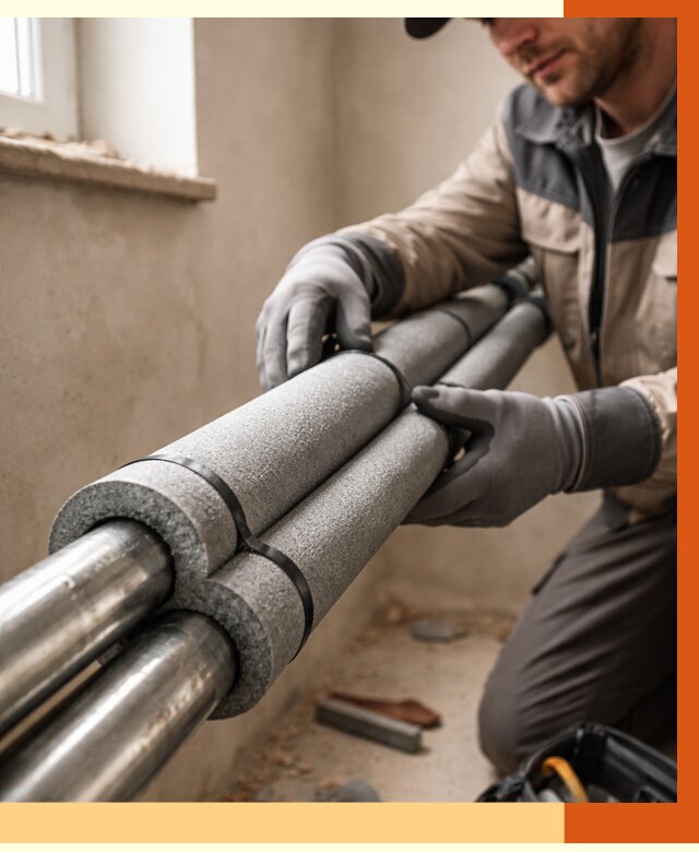 Утепление труб отопления в Малгобеке от 2941 руб. за м² — услуги под ключ | ТепломастерМлг