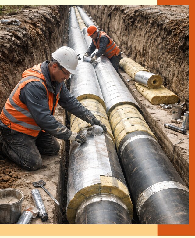 Утепление теплотрассы в Малгобеке от 4643 руб./м2 — ппу и комплексная изоляция | ТепломастерМлг