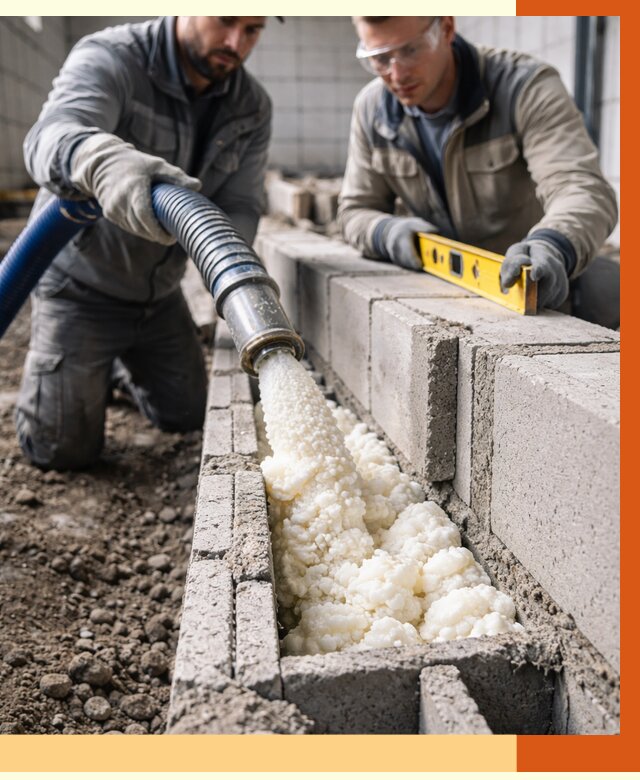 Заполнение колодцевой кладки ППУ в Малгобеке от 4334 руб. за м2 | ТепломастерМлг