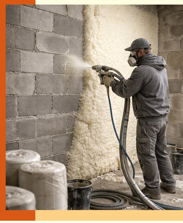 Утепление блочной стены ППУ в Малгобеке качественно и надёжно