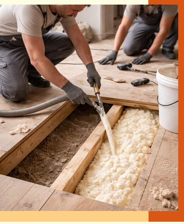 Заполнение пустот пола в Малгобеке от 2786 руб. — утепление пустот пола под ключ | ТепломастерМлг