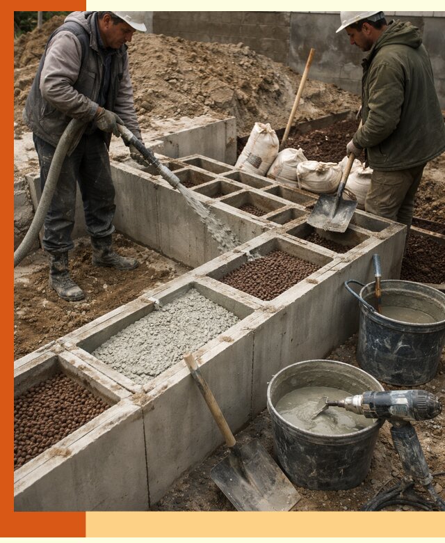 Заполнение полостей фундамента в Малгобеке герметичным утеплением и повышением прочности