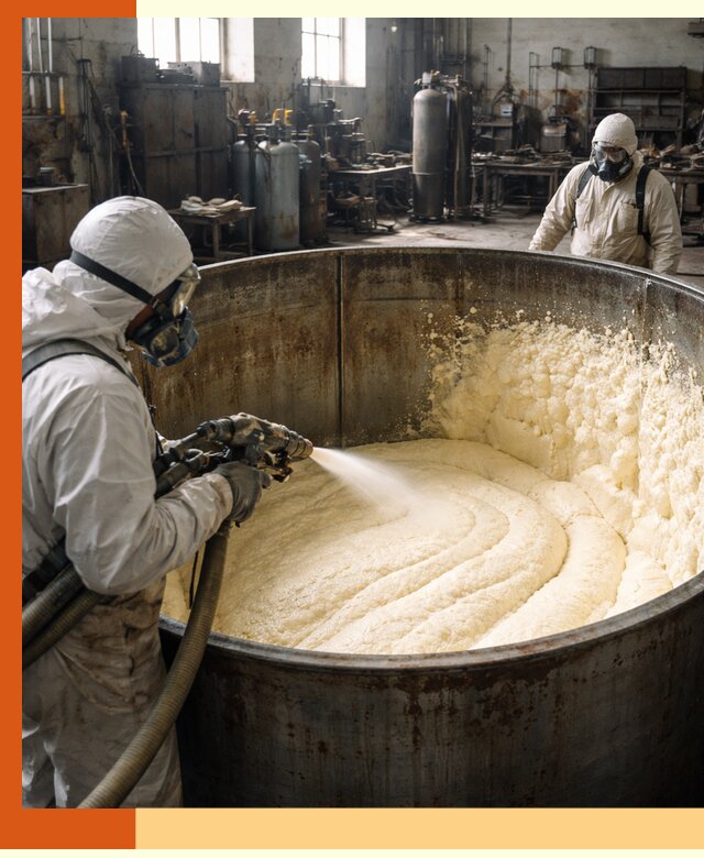 Заливка ппу в емкости с полной изоляцией и герметизацией в Малгобеке