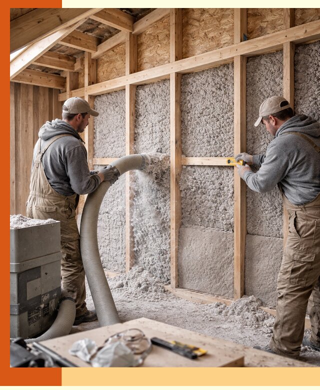 Утепление эковатой стен, потолков и перекрытий в Малгобеке