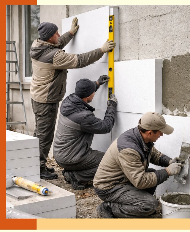 Утепление пенопластом наружных стен и фасадов в Малгобеке