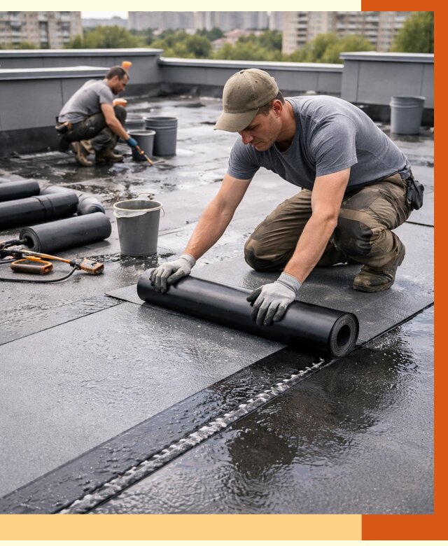 Гидроизоляция плоской кровли в Малгобеке от 4643 руб./м2 — профессионально | ТепломастерМлг