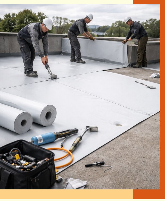 Гидроизоляция мембранной кровли в Малгобеке от 7739 руб./м² — профессионально | ТепломастерМлг