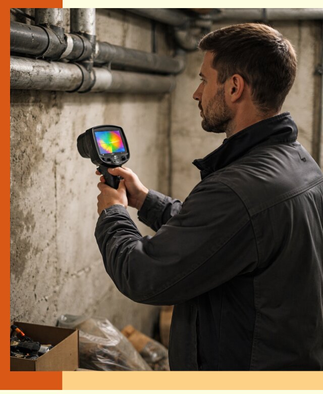Тепловизионное обследование подвала в Малгобеке для поиска утечек тепла