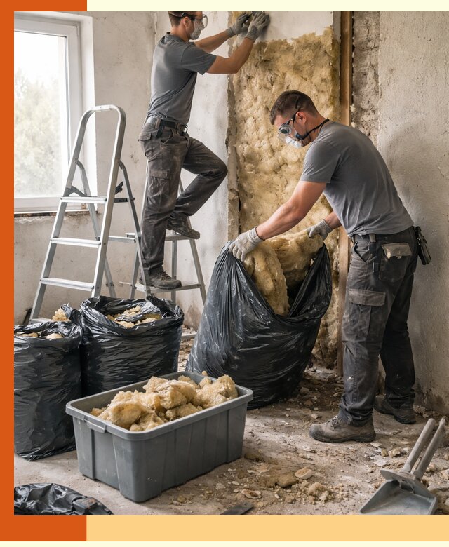 Демонтаж старого утеплителя и вывоз отходов в Малгобеке