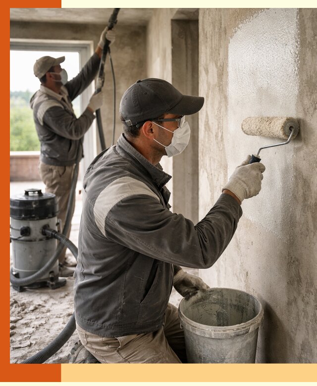 Подготовка поверхности под напыление утеплителя в Малгобеке