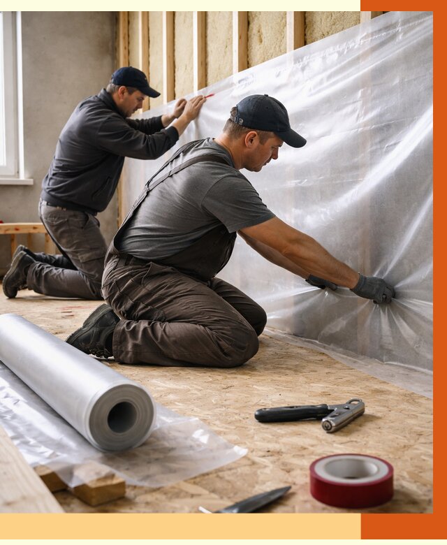 Монтаж пароизоляции в Малгобеке от 2580 руб. — установка и укладка под ключ | ТепломастерМлг