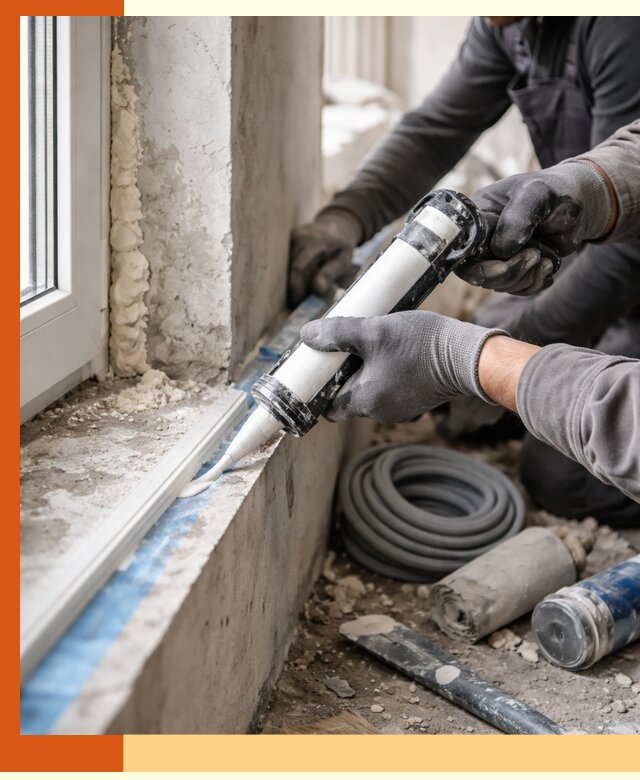 Герметизация стыков и примыканий зданий в Малгобеке